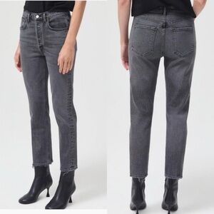 AGOLDE Size 27 Riley High Rise Century Black Washed Straight Leg High Waist Jean